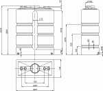 Емкость для воды и дизельного топлива на 1800 литров, прямоугольная вертикальная
